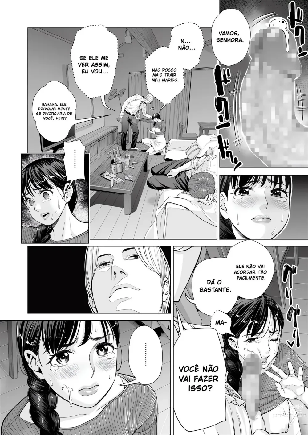 Page 13 of doujinshi Tsukiyo no Midare Zake ~Hitozuma wa Yoitsubureta Otto no Soba de Douryou ni Netorareru~