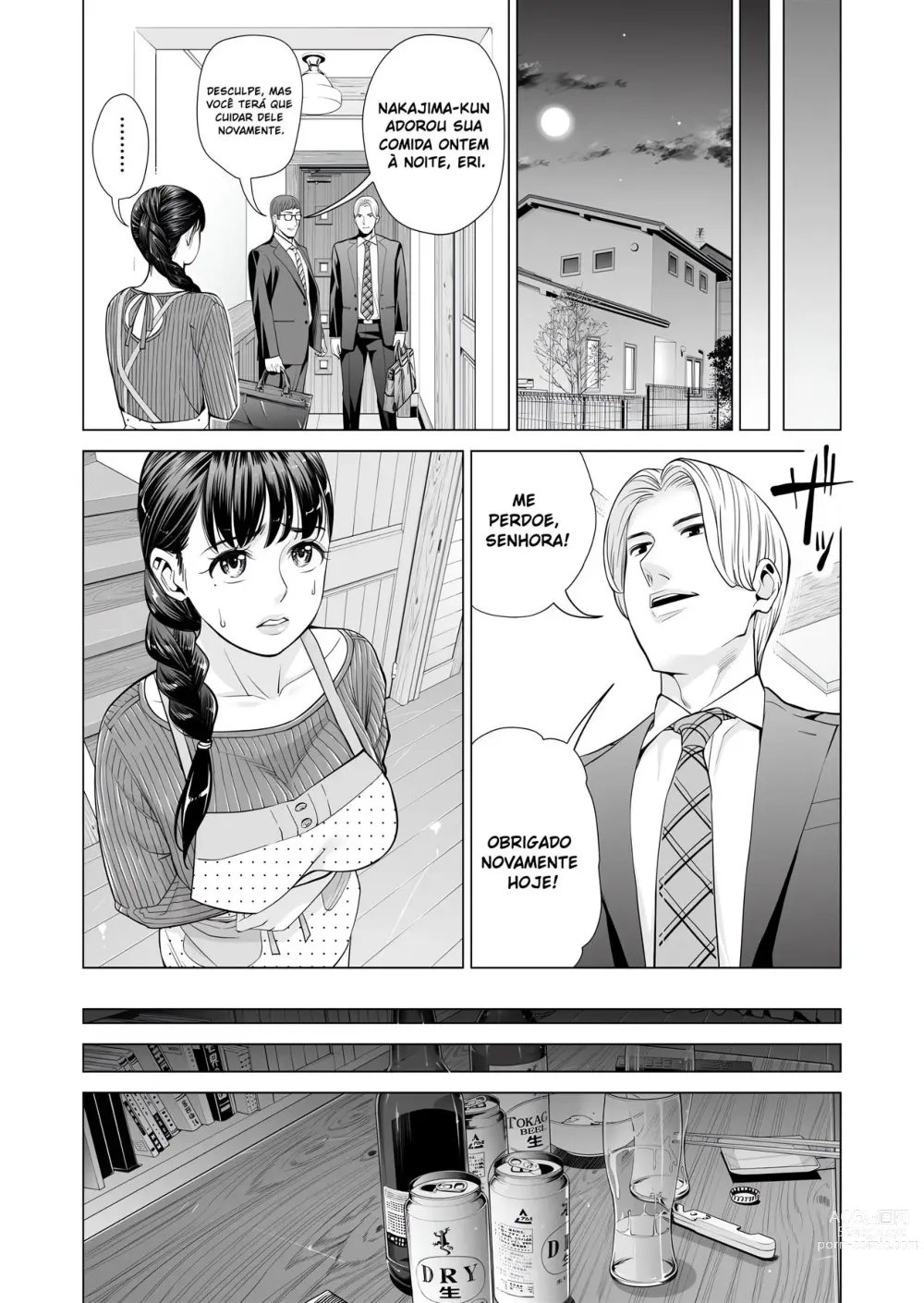 Page 10 of doujinshi Tsukiyo no Midare Zake ~Hitozuma wa Yoitsubureta Otto no Soba de Douryou ni Netorareru~