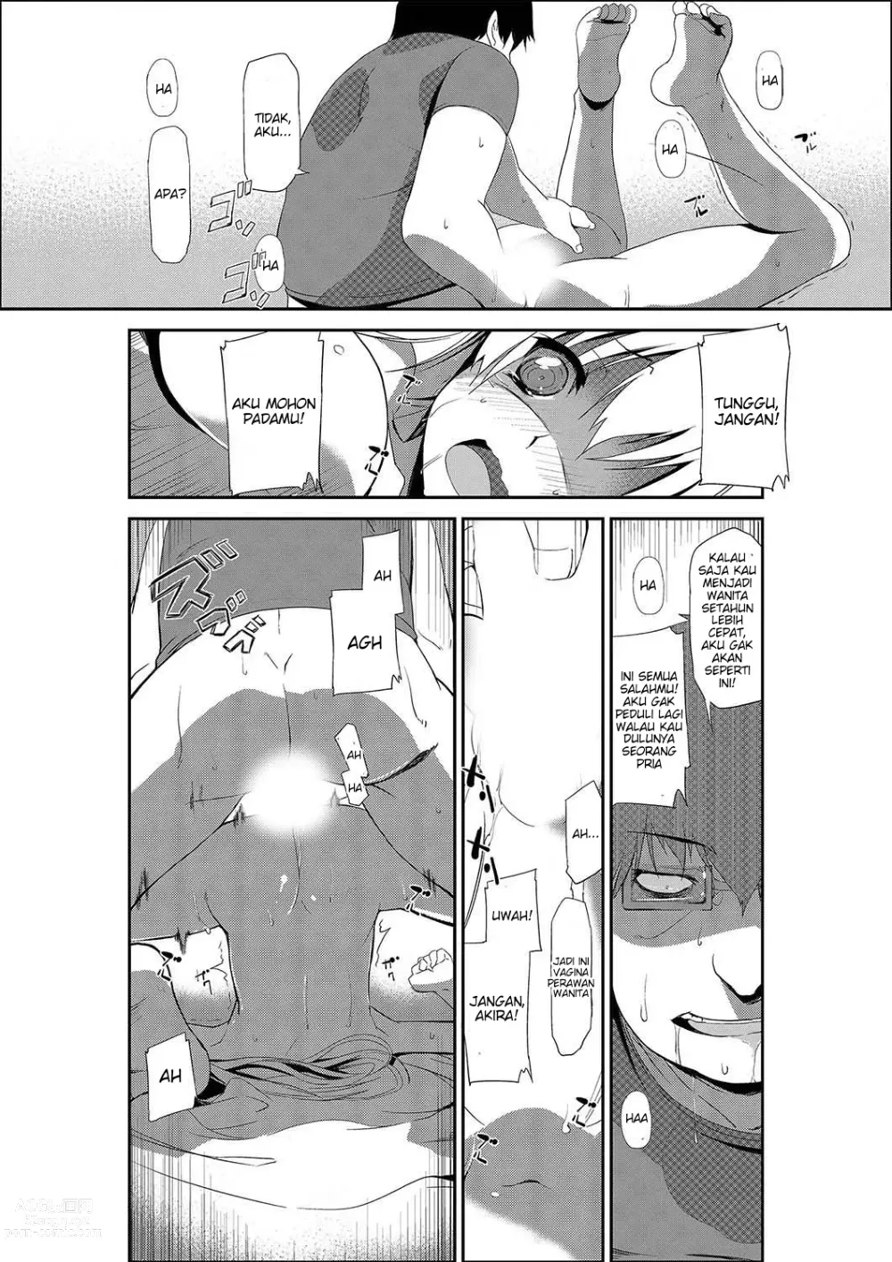 Page 9 of doujinshi Nyotaika Strike! ~ Wota Tomo no Bukkake Milk de Iku Kaikan ~