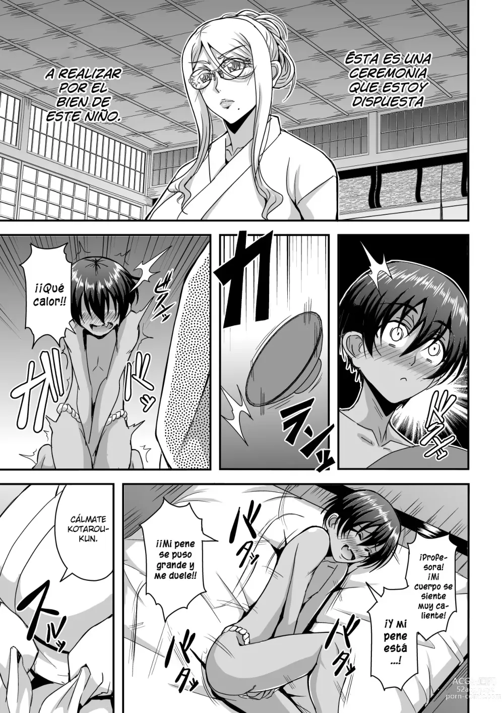 Page 12 of doujinshi Bakunyuu Hitozuma Kinpatsu Gaikokujin Jokyoushi ga Mura no Inshuu de Kasshoku Shota no Fudeoroshi o Suru Hanashi