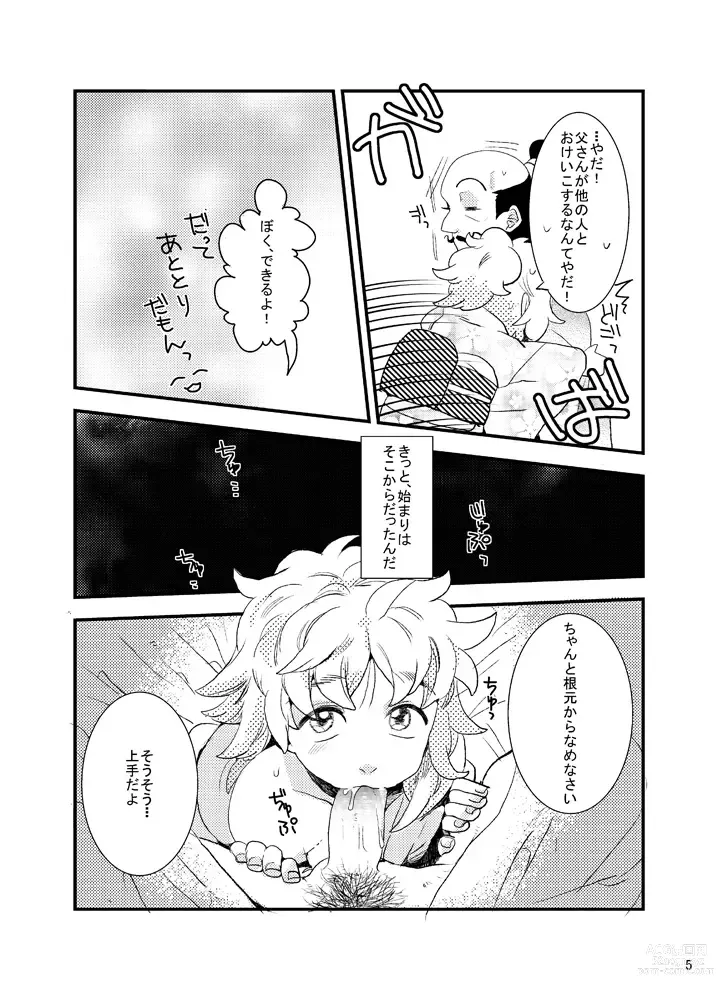 Page 5 of doujinshi Ore Moshi Umarekawattara Tou-san no Kodomo ni Naritakunai