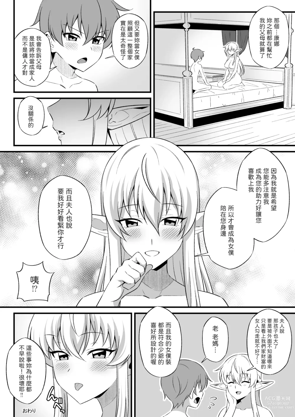 Page 21 of doujinshi Oyashiki ni Tsukaeru Elf wa Goshujin-sama ni XXXX de Gohoushi Suru no ga Shigoto desu