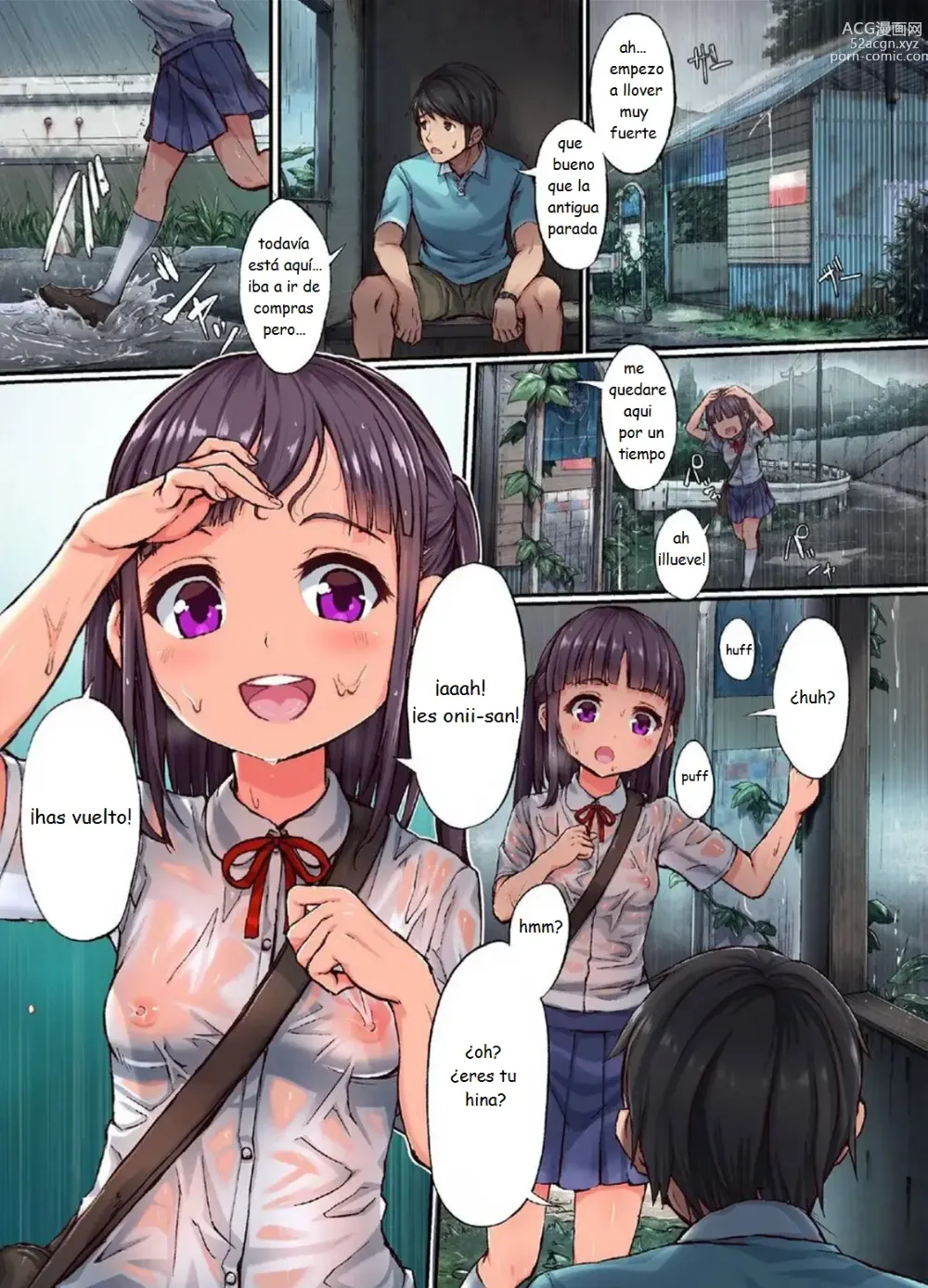 Page 3 of doujinshi Jugando con una chica de campo que tiene su ropa mojada por la lluvia