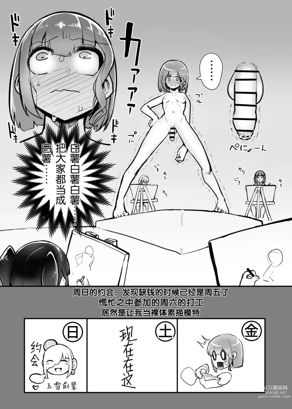 Page 2 of doujinshi Futanari Joshi ga Nude Dessin Model no Beit o Suru Koto ni Natta no desu ga...
