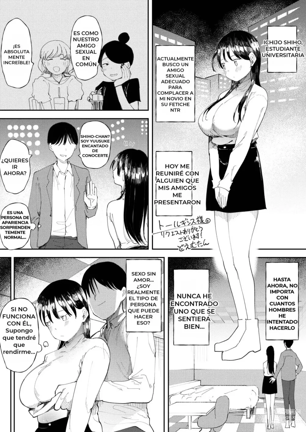 Page 1 of doujinshi NTR Seiheki no Kanojo no Tame ni Sex Friend wo Sagasu Joshi Daisei-chan