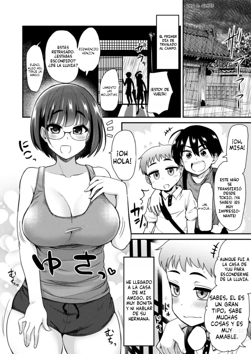 Page 2 of doujinshi Nakayoshi no Hi. Hikkoshita Saki no Inaka no Fuushuu de, Tomodachi no Onee-chan to Sex suru Hanashi.