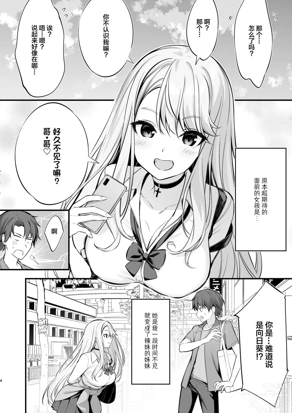 Page 3 of doujinshi SNS de Deatta no wa Gyaru-ka shita Imouto Deshita