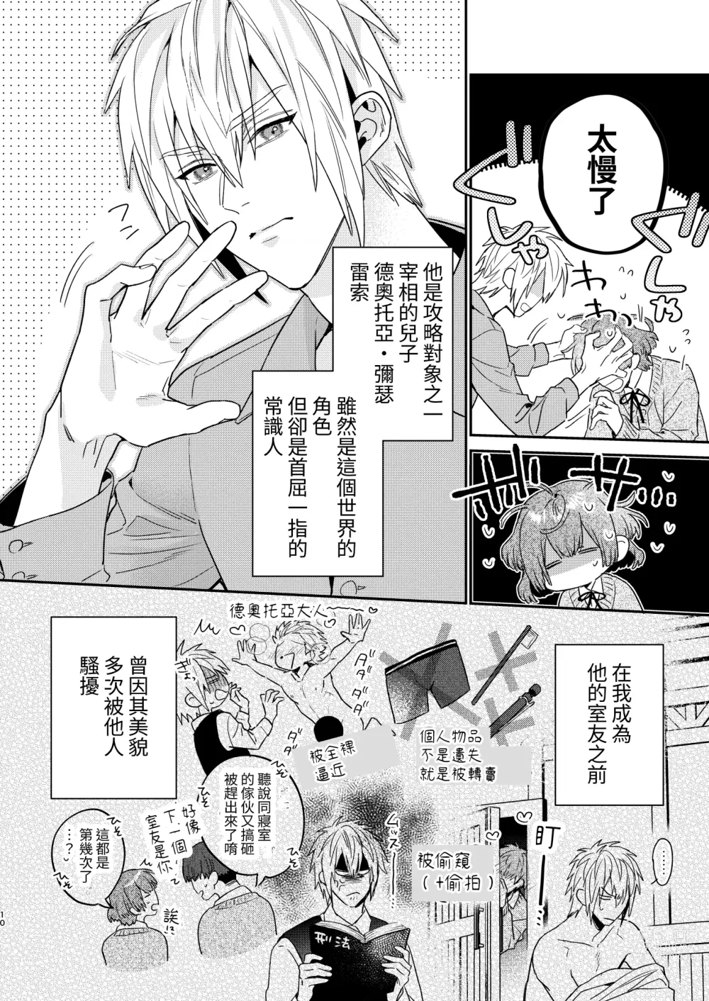 Page 10 of doujinshi Tensei mobu wa BL gē no sekai de hame rare kōryaku sa remashita! ?