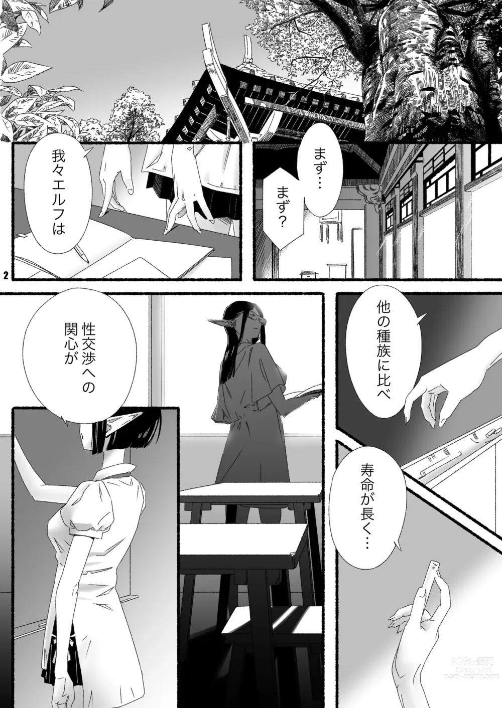 Page 2 of doujinshi Elf-chan no Shusseiritsu Teika ni Okeru Kousatsu to sono Kaiketsusaku no Jissen