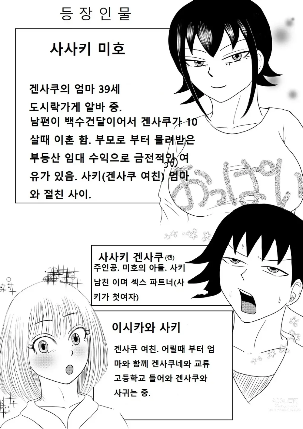 Page 1 of doujinshi Kanojo to Machigaete Okaa-san ni Yobai 1,2,3