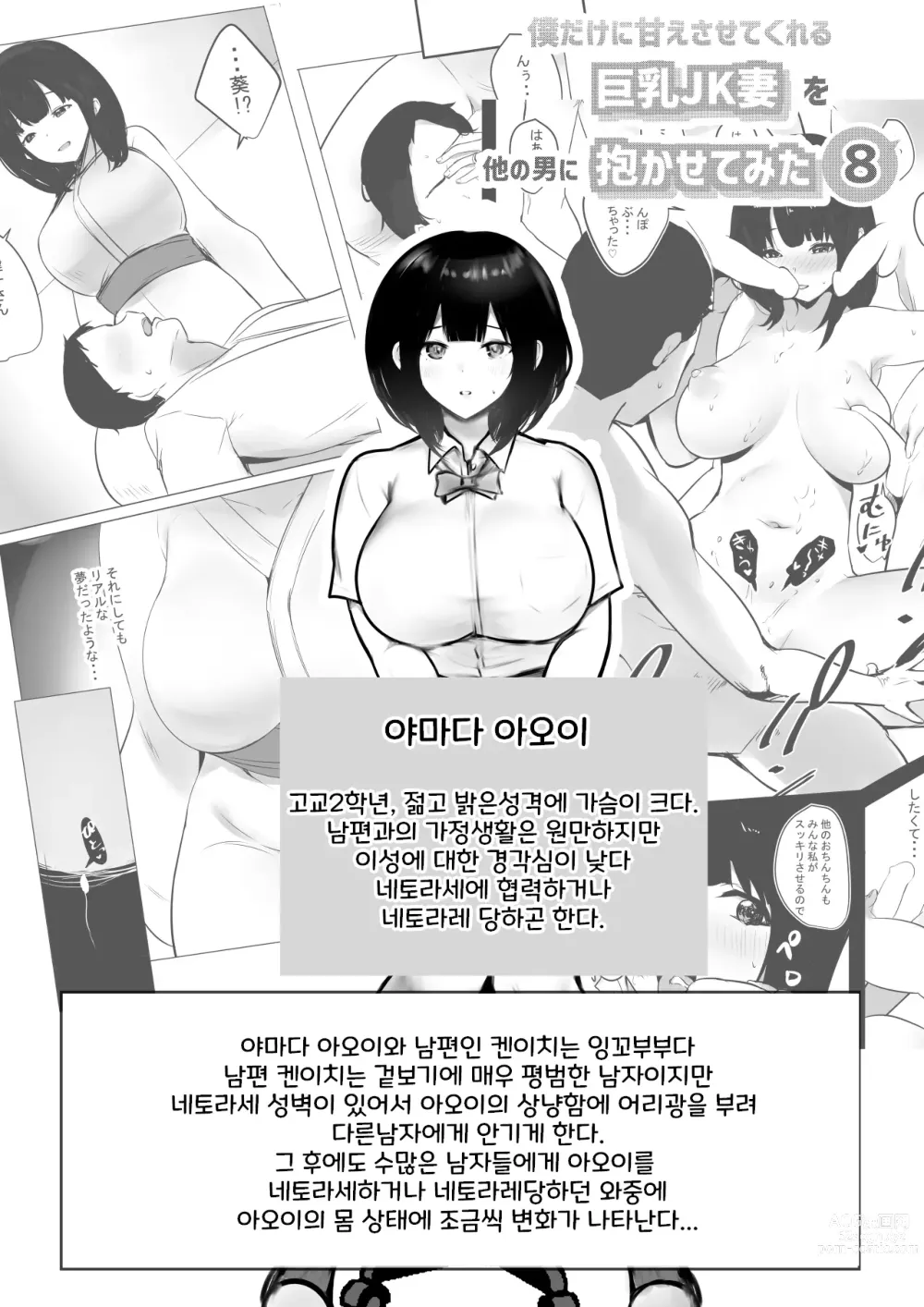Page 2 of doujinshi Boku dake ni Amaesasete Kureru Kyonyuu JK Tsuma o Hoka no Otoko ni Dakasete Mita 8