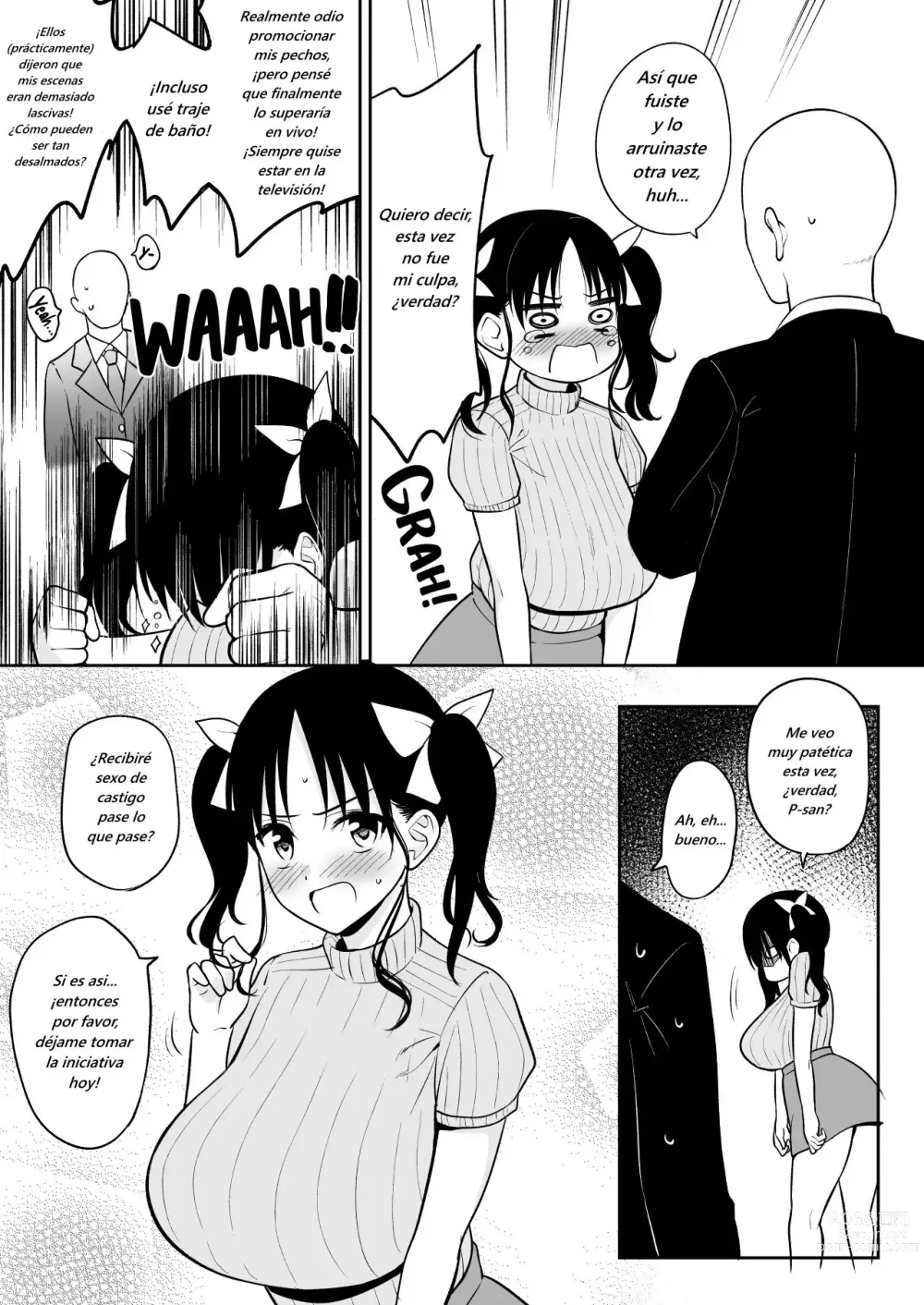 Page 2 of doujinshi Sensitive Sugite Chijouha Shutsuen ga Hakushi ni Nattanode P-san ni Nagusame Sex shite Morau Chounyuu Chika Idol-chan