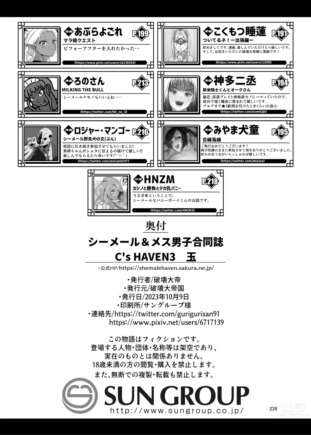 Page 226 of doujinshi Shemale & Mesu Danshi Goudoushi Cs HAVEN 3 Ball