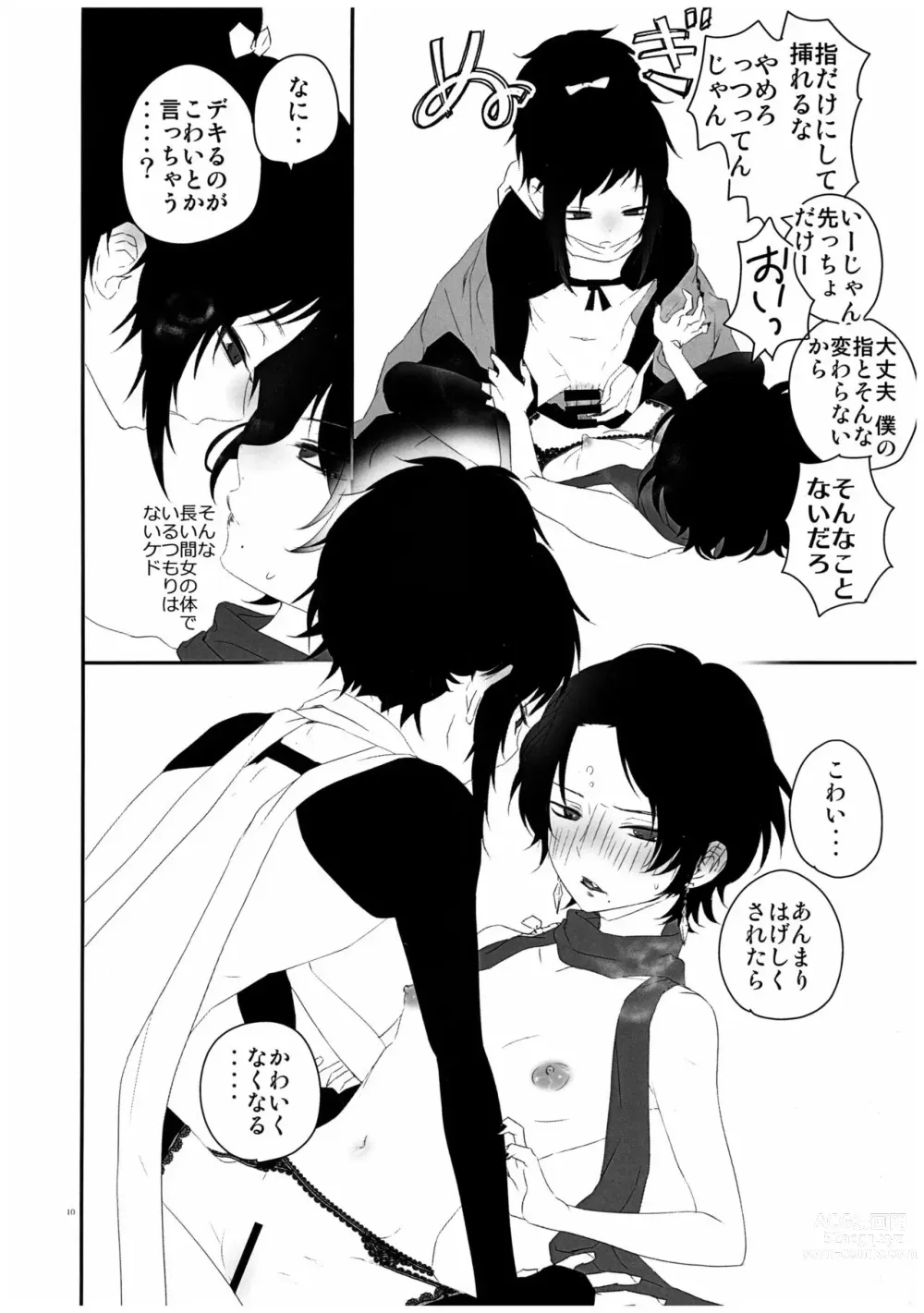 Page 9 of doujinshi Keisotsu ni Nyotaika shite mita ~Kiyomitsu Hen~