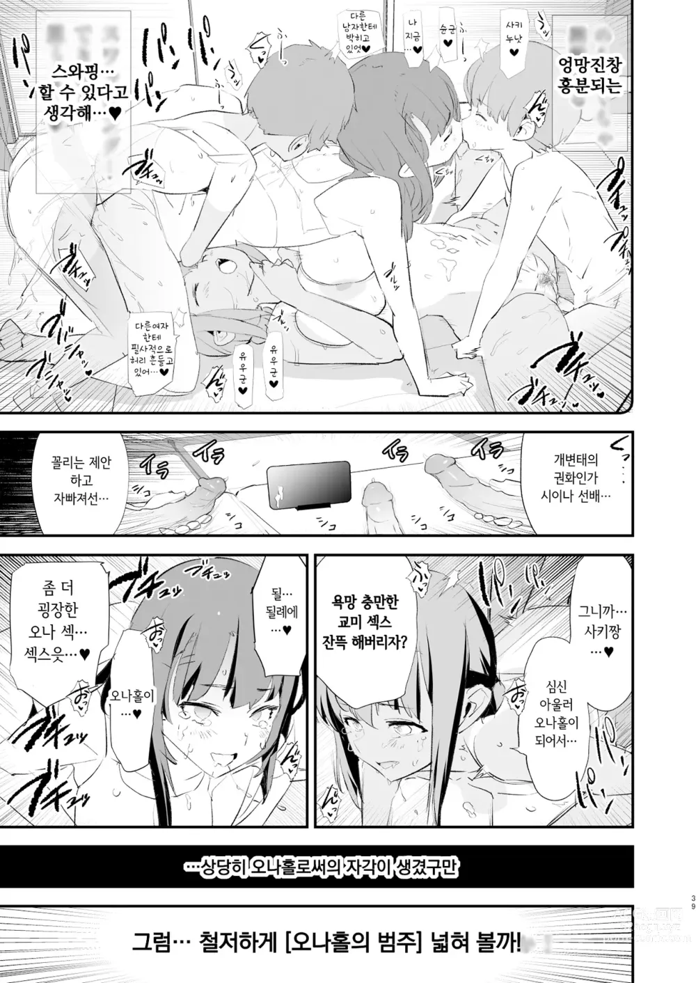 Page 39 of doujinshi Watashi-tachi no Onaho Koukan Gasshuku Ichinichime to Futsukame! (decensored)