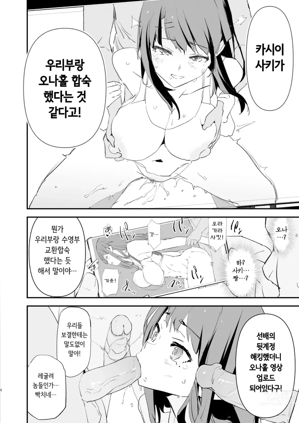 Page 8 of doujinshi Watashi-tachi no Onaho Koukan Gasshuku Ichinichime to Futsukame! (decensored)