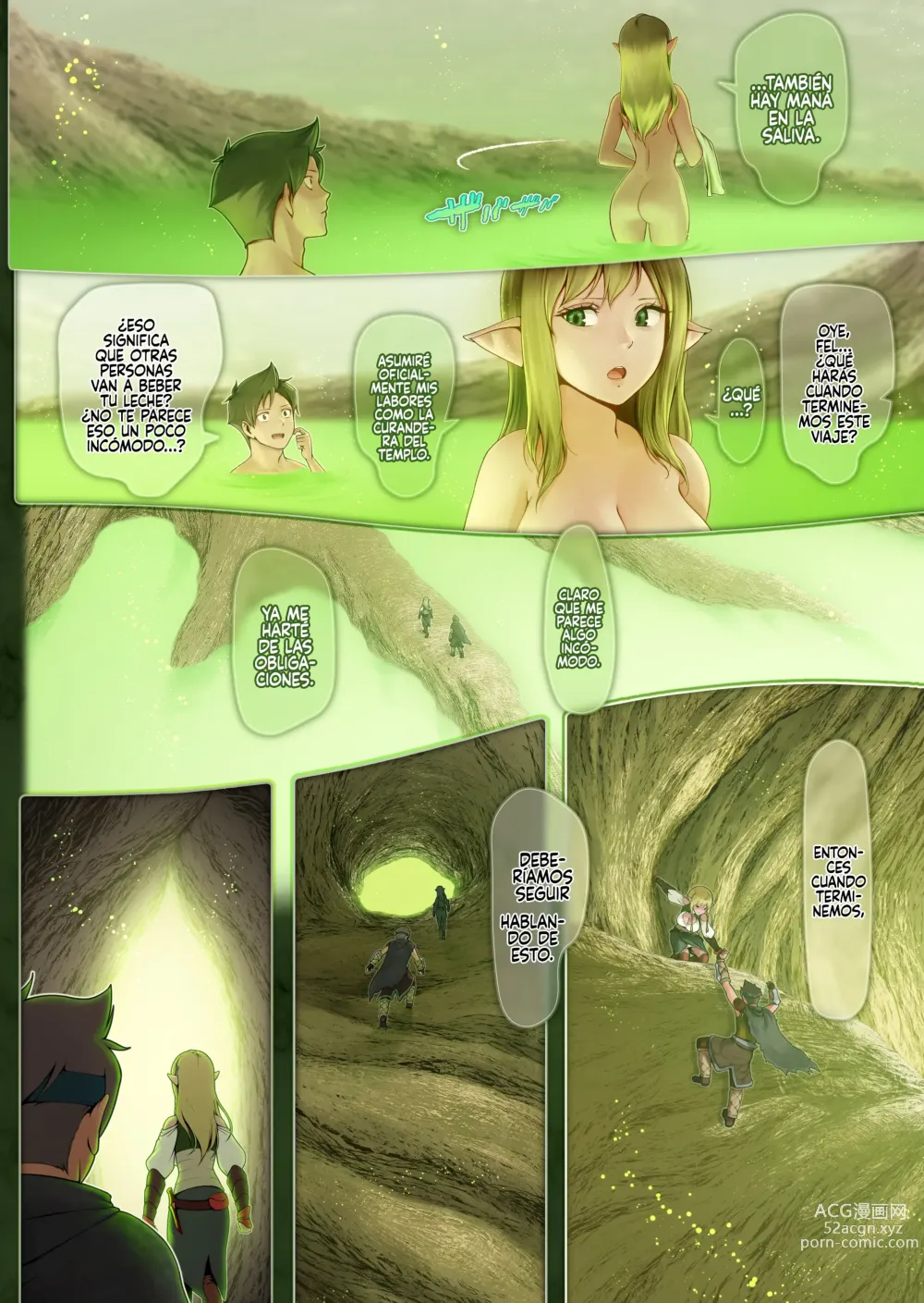 Page 42 of doujinshi Fel to Mana no Mori -Taieki de Tairyoku Kaifuku sasetekureru Bakunyuu Healer Elf-