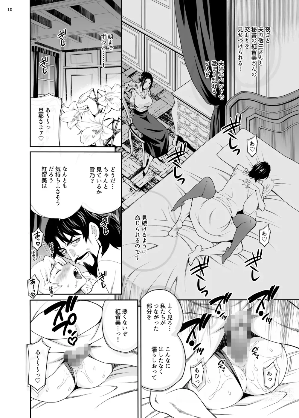 Page 9 of doujinshi Yukiyanagi no Hon 49 Miboujin Souzoku 3 Wakazuma no Shitsukekata