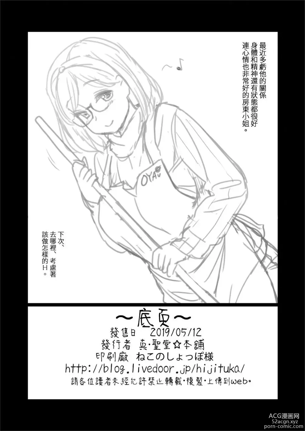Page 35 of doujinshi Uchi no Apart no Ooya-san wa Seiyoku ga Tsuyosugite Komatteiru node, Yoku Yoru no Aite o Shiteagete imasu.
