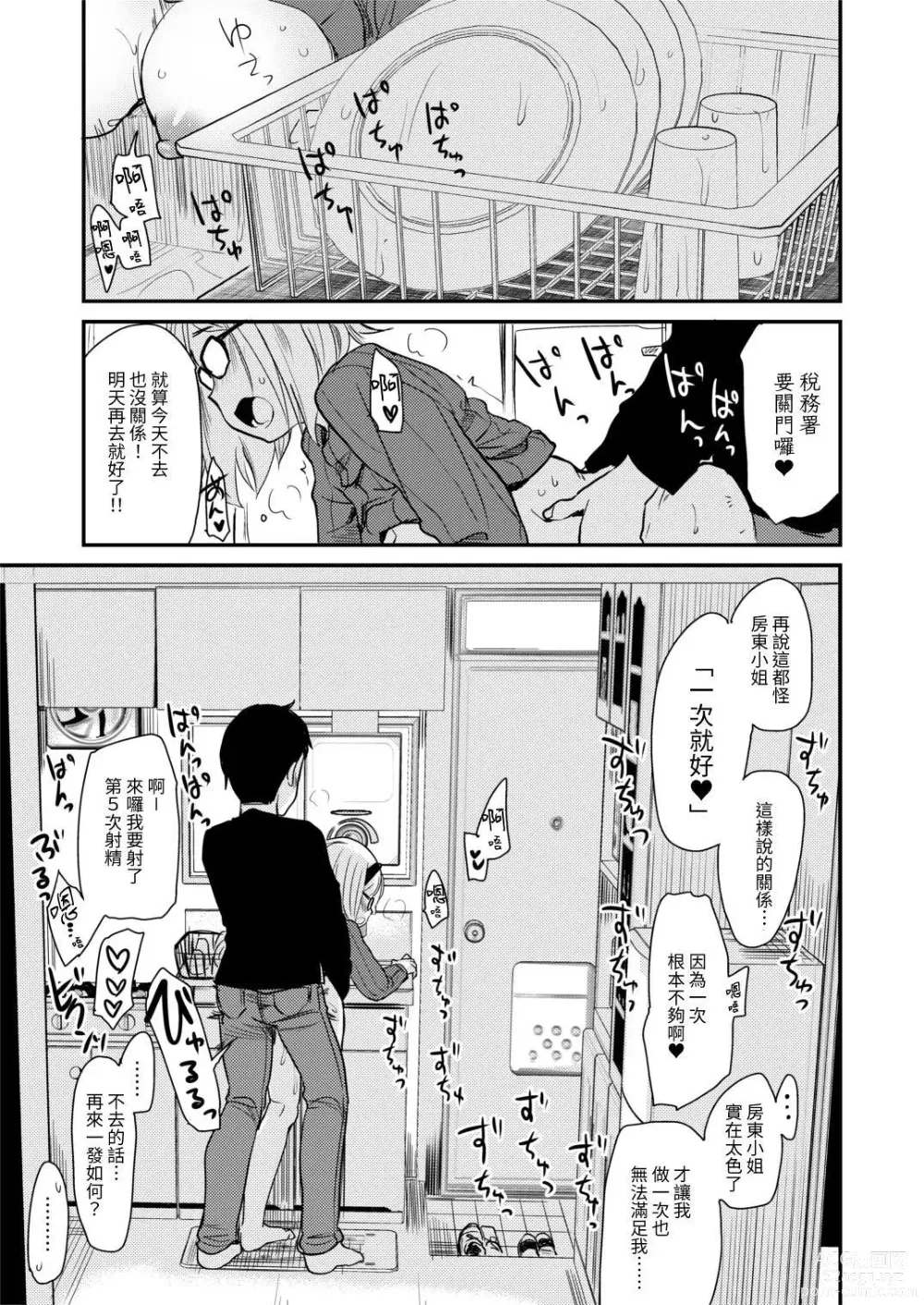 Page 9 of doujinshi Uchi no Apart no Ooya-san wa Seiyoku ga Tsuyosugite Komatteiru node, Yoku Yoru no Aite o Shiteagete imasu.
