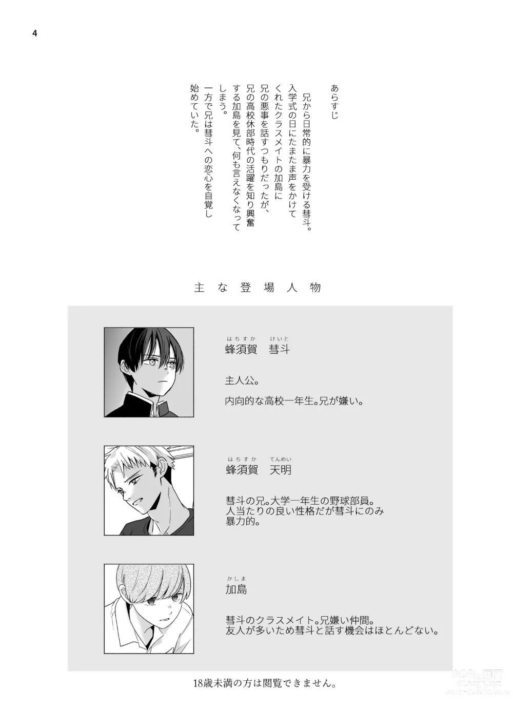 Page 4 of doujinshi Boku shika Shiranai Ani no Kao 2
