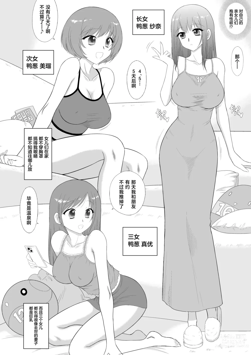 Page 5 of doujinshi Bijin Sanshimai to Chichioya to Oji ga Konyoku Onsen ni Ikimashita.