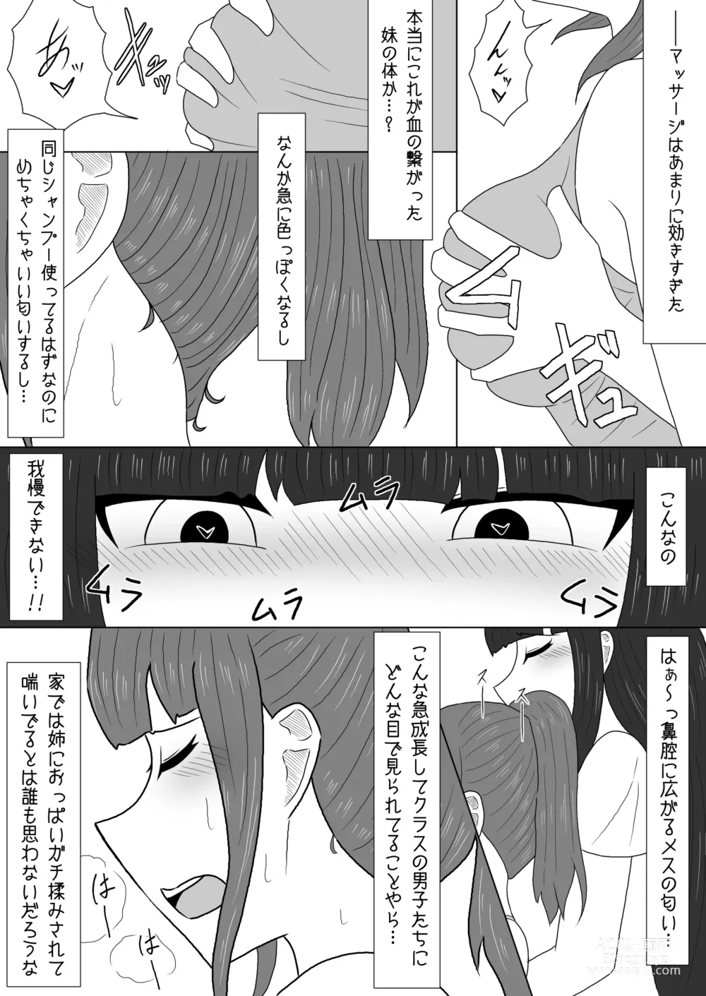 Page 4 of doujinshi Massage to Itsuwatte Imouto no Hinnyuu o Mainichi Monde Itara Kyuuseichou Shichatta Hanashi