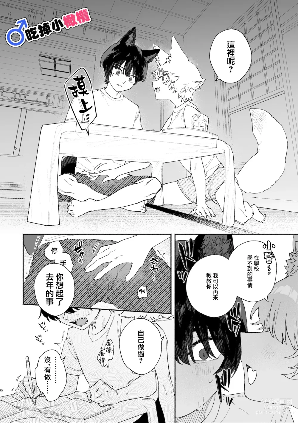 Page 9 of doujinshi ♂ ga uke. Koyōte-chan × kai inu-kun｜♂吃掉甲斐犬。小郊狼X甲斐犬同学