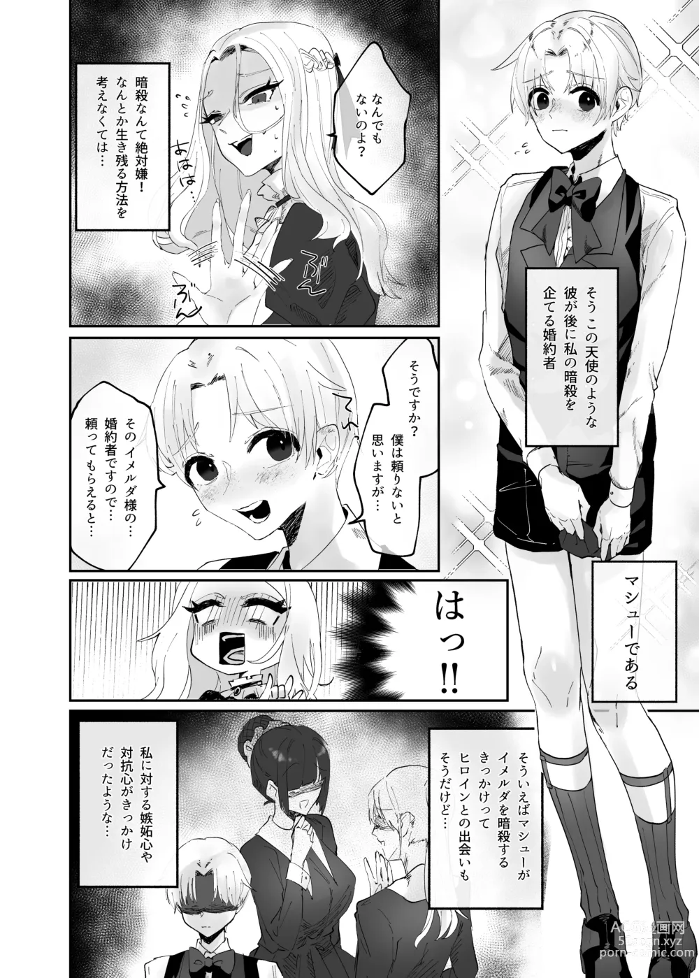Page 6 of doujinshi Kyojo Otome Game no Tensei Akuyaku Reijou wa Hametsu Flag Kaihi no Tame ni Konyakusha o Okashimasu
