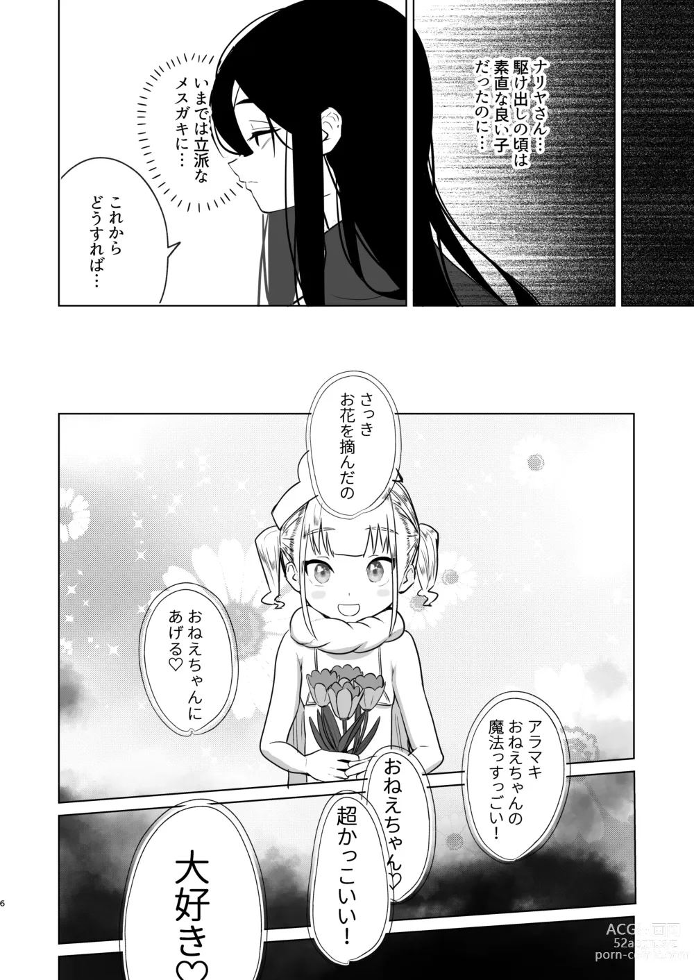 Page 6 of doujinshi Tsuihou Sareta Futanari Mahoutsukai ga Mesugaki Yuusha o Wakaraseru Hanashi