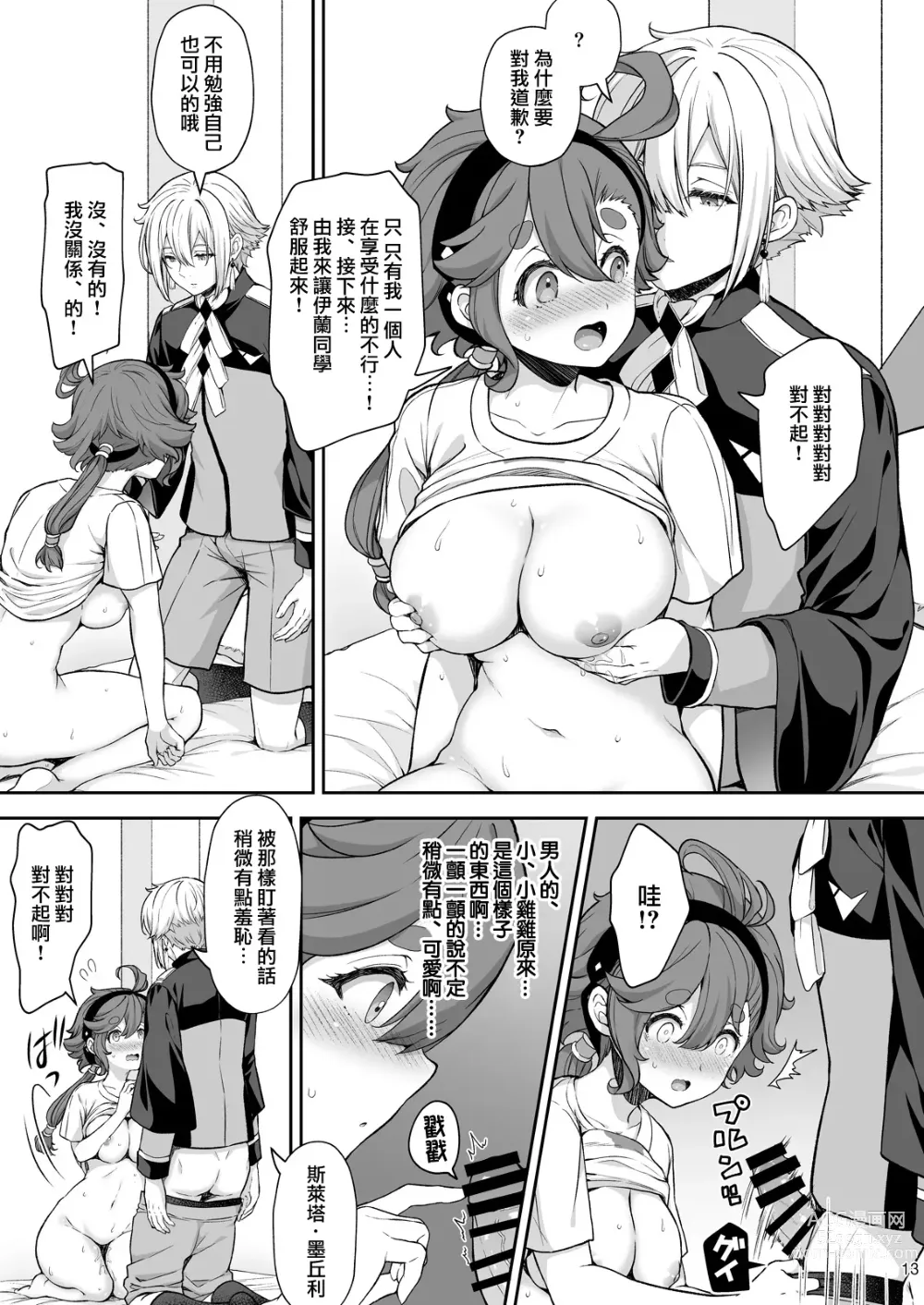 Page 13 of doujinshi Elan to Suletta no Sex Shinai to Derarenai Heya