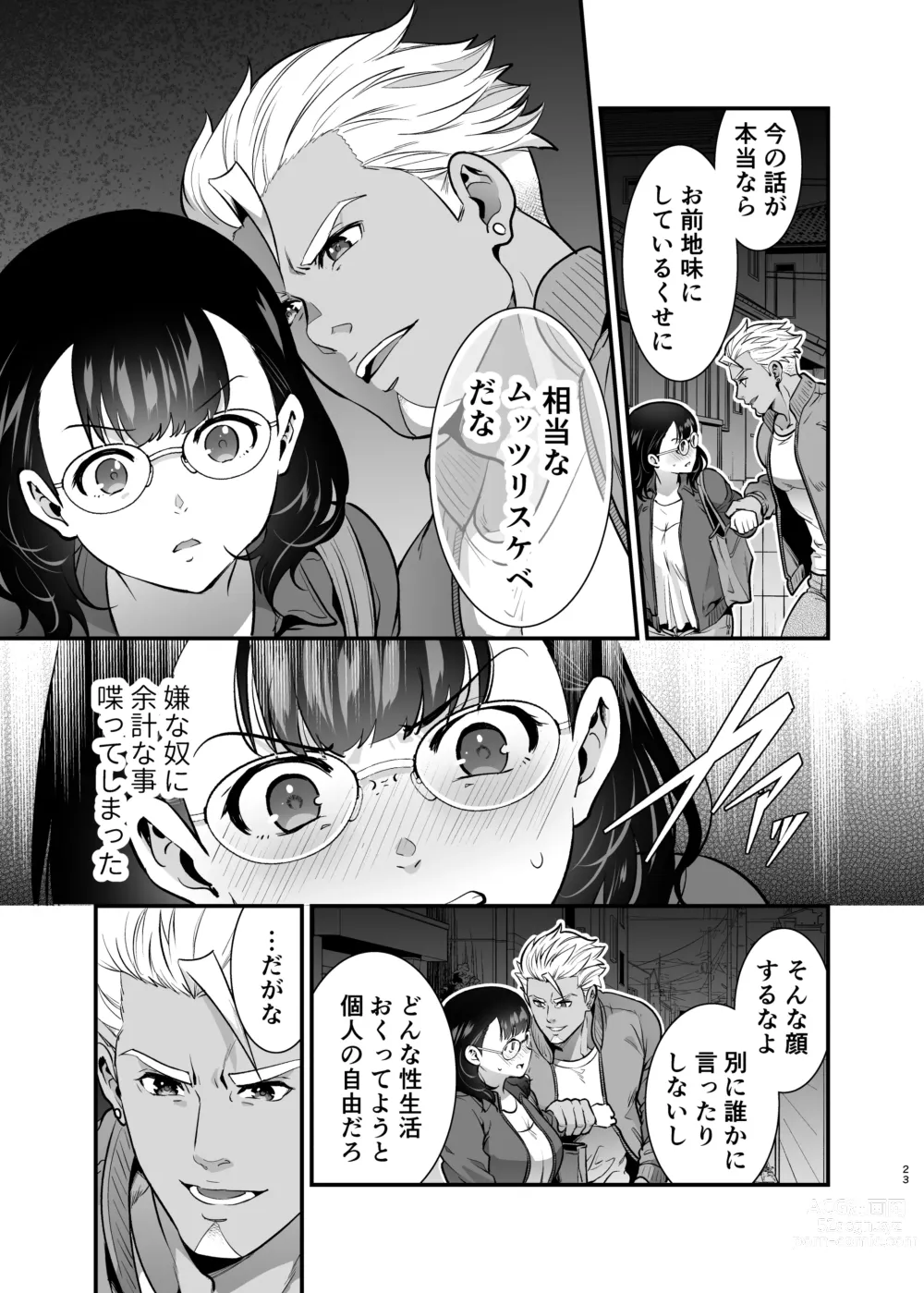 Page 23 of doujinshi Seiyoku o Moteamasu Jimi de Nekura na Watashi ga Gatenkei Joushi ni Taberareru 3-kakan