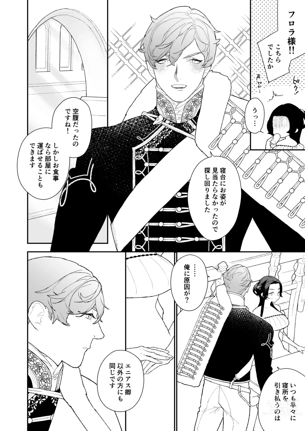 Page 9 of doujinshi Seijo wa Toshishita Kishi no Ichizu na Renjou o Kobamenai