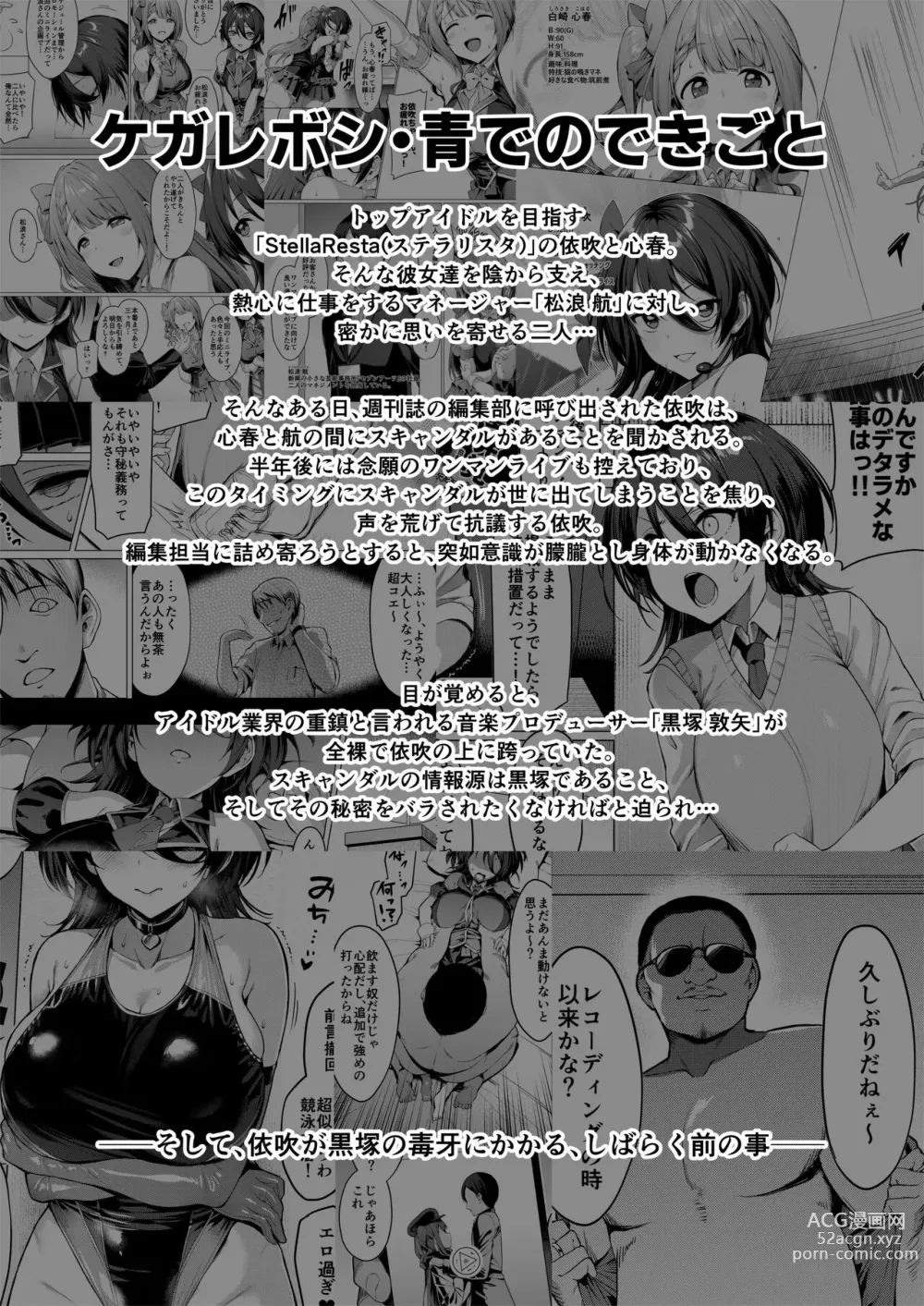 Page 2 of doujinshi Kegareboshi Aka ~Yume to Joyoku ni Yureru Idol, Shirosaki Koharu~