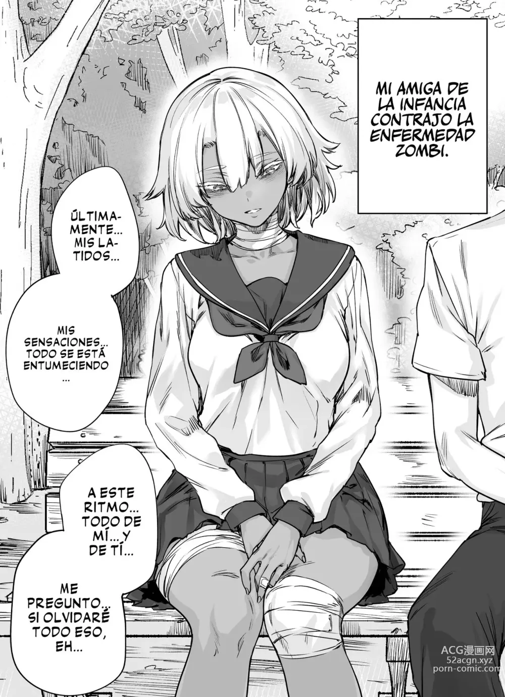 Page 1 of doujinshi Un Manga sobre enseñarle a mi Amiga de la Infancia Zombi la verdadera sensación del Sexo