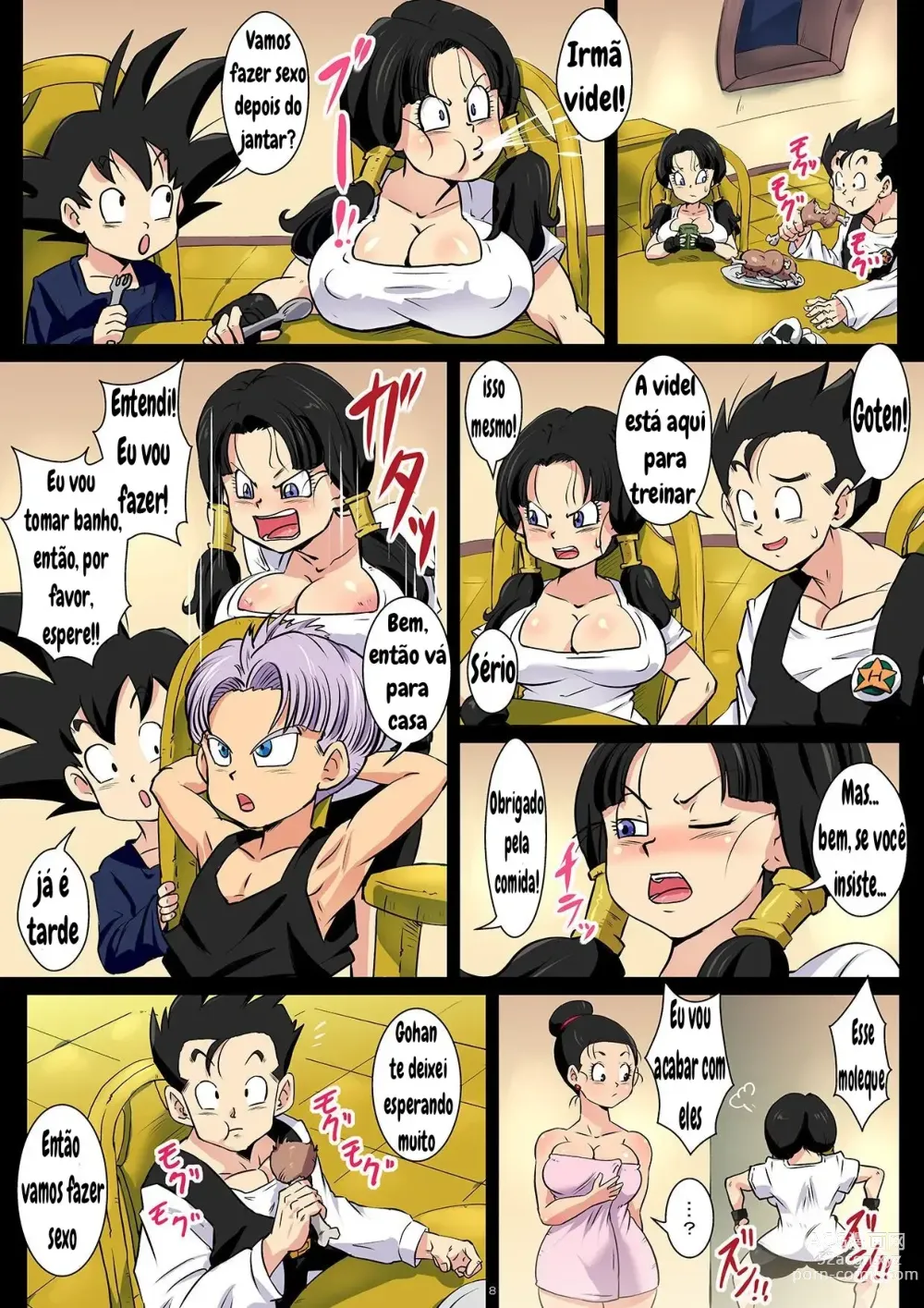 Page 8 of doujinshi Dosukebe Videl ga Hisshi ni Yuuwaku Suru kedo Gohan wa Chi Chi to no Sex ni Muchuu desu!