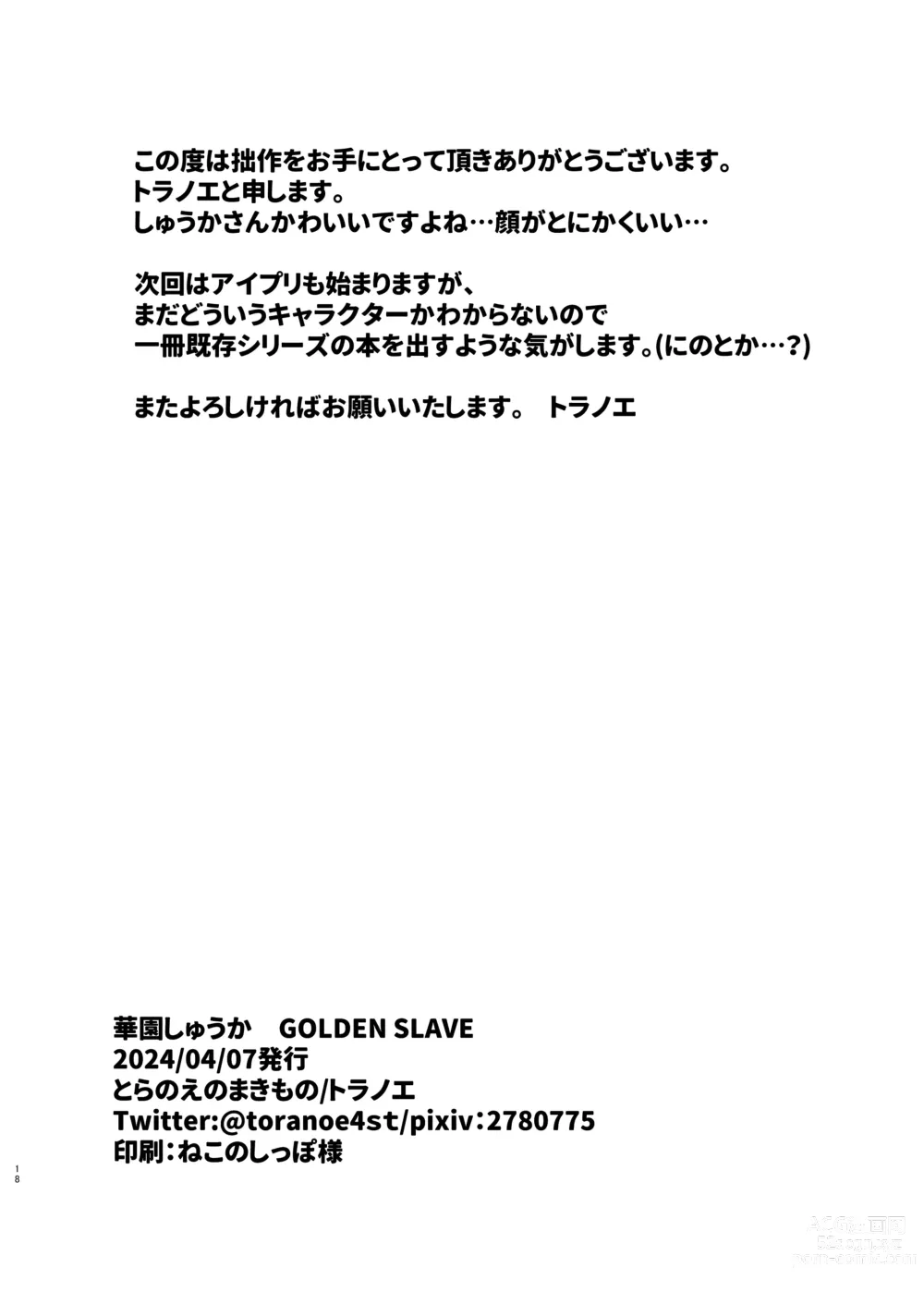 Page 18 of doujinshi Hanazono Shuka GOLDEN SLAVE