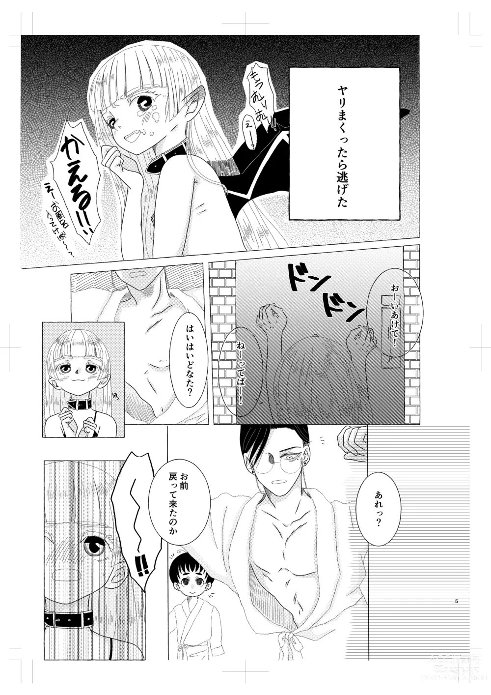 Page 4 of doujinshi Inma-kun wa Kasei da Okane de Purin ga Tabetai!