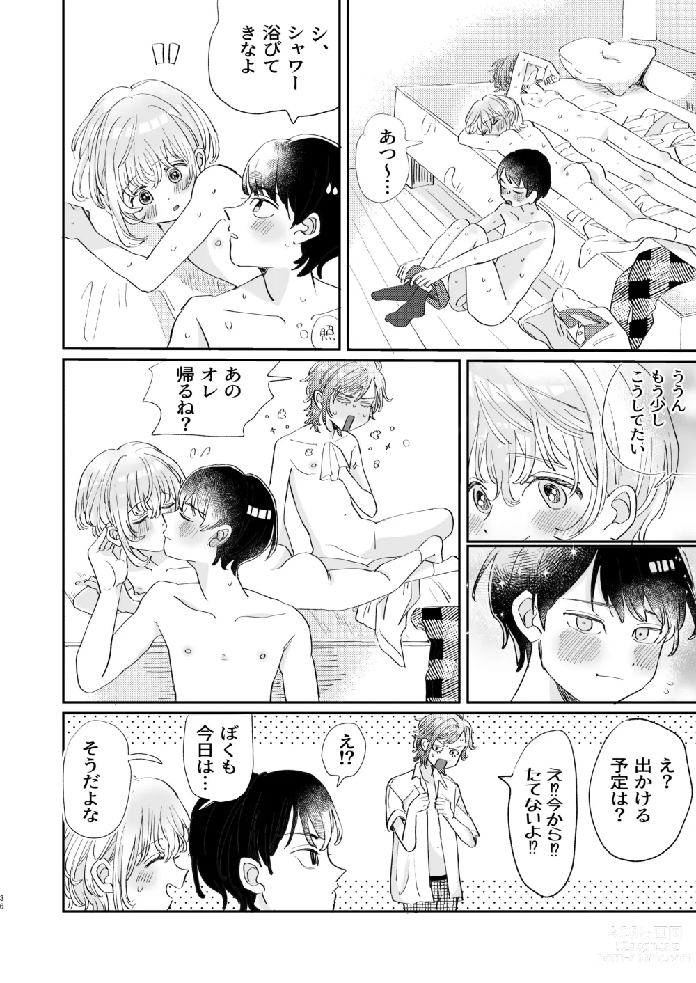 Page 36 of doujinshi Osoi Ukerui-kun ni Manabu Kantan Kareshi no Tsukurikata