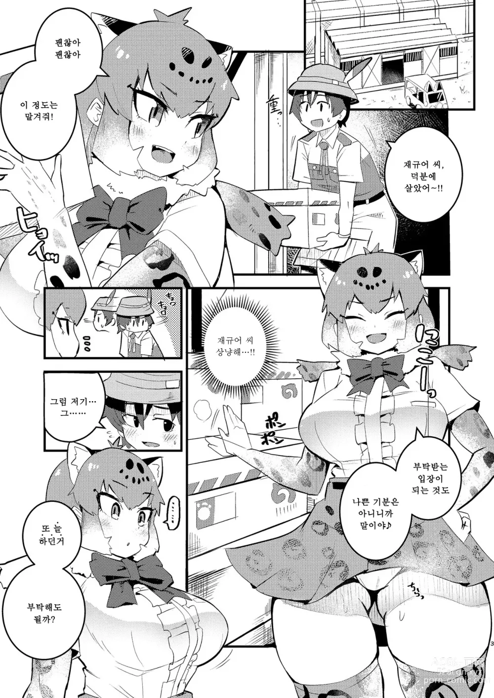 Page 3 of doujinshi Jaguar-san to Naisho Ecchi