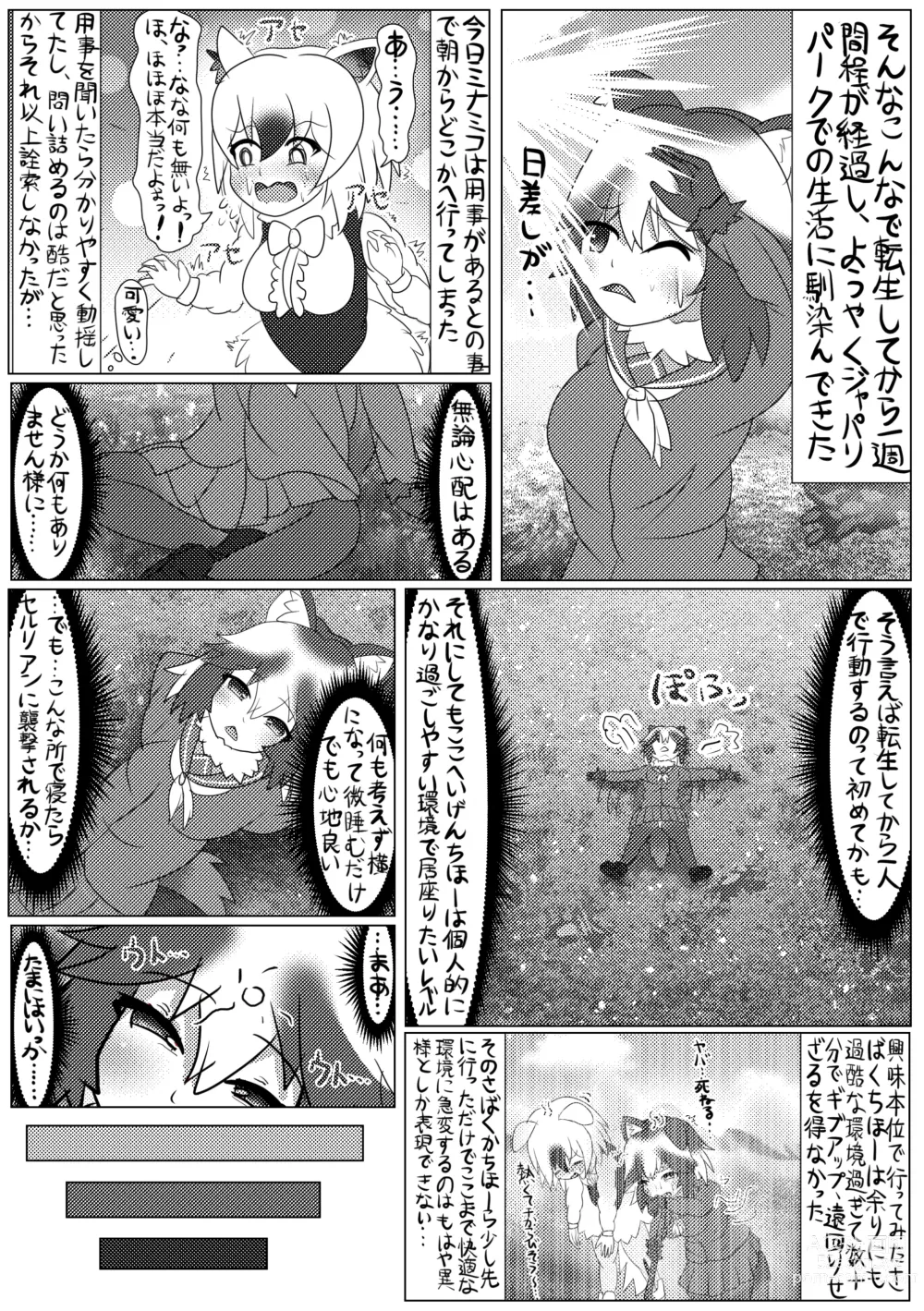 Page 14 of doujinshi Boku mo Friend ~Kimi wa Kaeru Basho~ Kemono Friends TSF Goudou 3