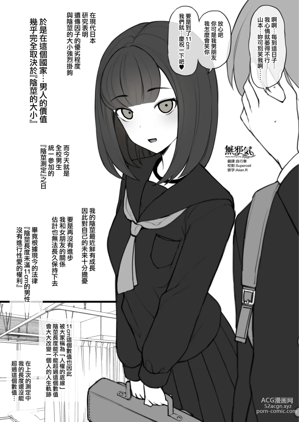 Page 1 of doujinshi Penis no Dekasa de Subete ga Kimaru Sekai de Sochin no Boku ga Kisekiteki ni Te ni Ireta Kanojo wa Touzen no You ni Dekachin ni Netorarete Owaru