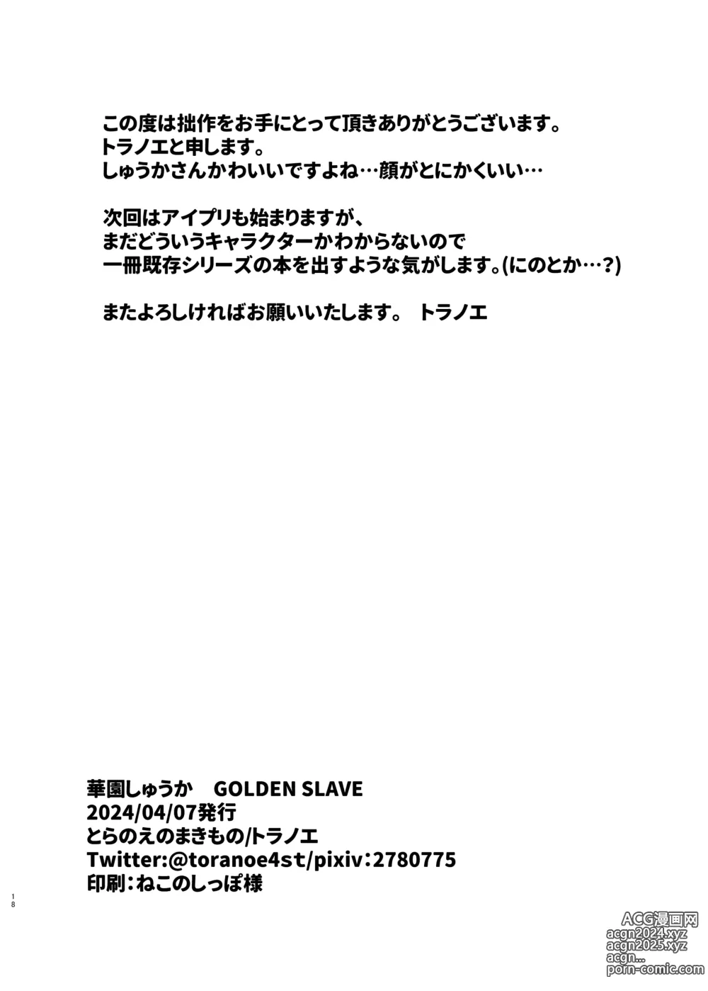 Page 17 of doujinshi Hanazono Shuuka GOLDEN SLAVE