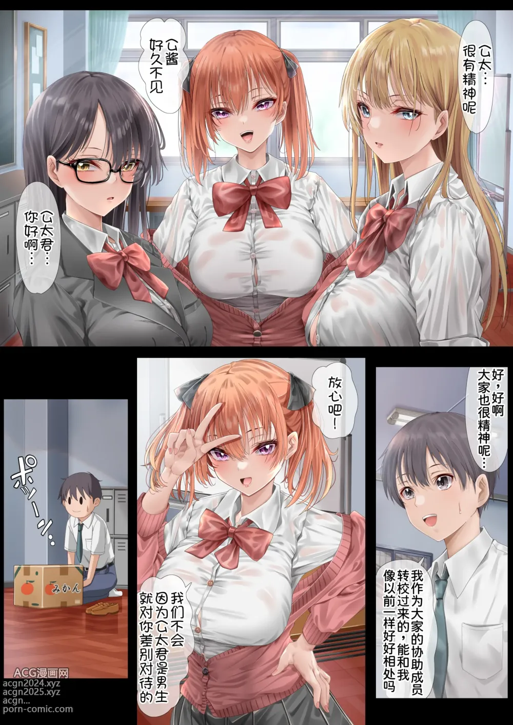 Page 6 of doujinshi Harem Jogakuin Seitokai Kyonyuu Osananajimi-tachi o Gachigachi Chinpo de Kan Ochi saseta Hanashi