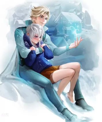 elsa(エルサ（アナと雪の女王）) jack frost(ジャックフロスト)|frozen(アナと雪の女王) rise of the guardians(不思議の国のガーディアン)|sakimichan(咲美ちゃん)