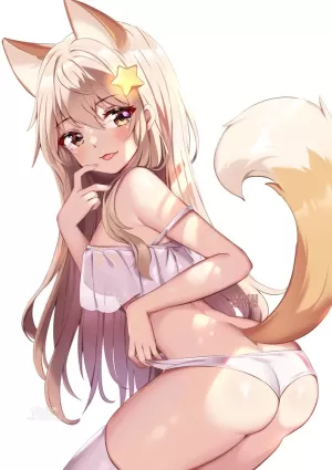 squchan, indie virtual youtuber, annytf, 1girl, :3, animal ears, ass, bare arms,