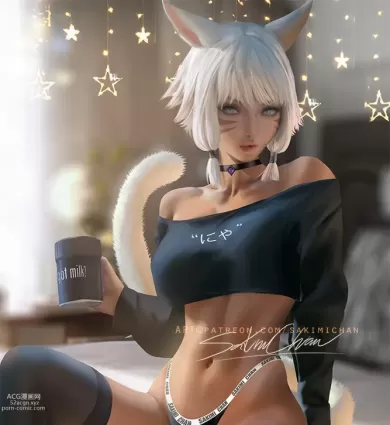 final fantasy,final fantasy xiv gem,miqo'te,y'shtola rhul doujin pictures by sakimichan about final_fantasy(ファイナルファンタジー) clothing(衣類) pantsu(パンツ)