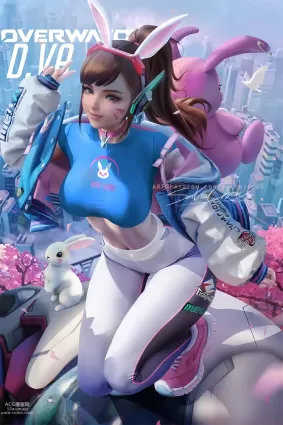 twitter,overwatch d.va hentai pictures by sakimichan about flower(お花) navel(おへそ) ponytail(ポニーテール)