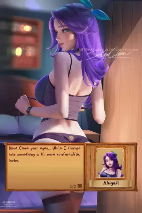stardew valley abigail hentai pictures by sakimichan about black_legwear(黒いレッグウェア) female(女性) text(テキスト)
