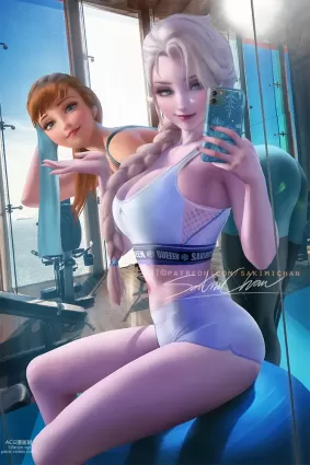 frozen elsa,anna porn pictures by sakimichan about phone(電話) siblings(兄弟) watermark(透かし)